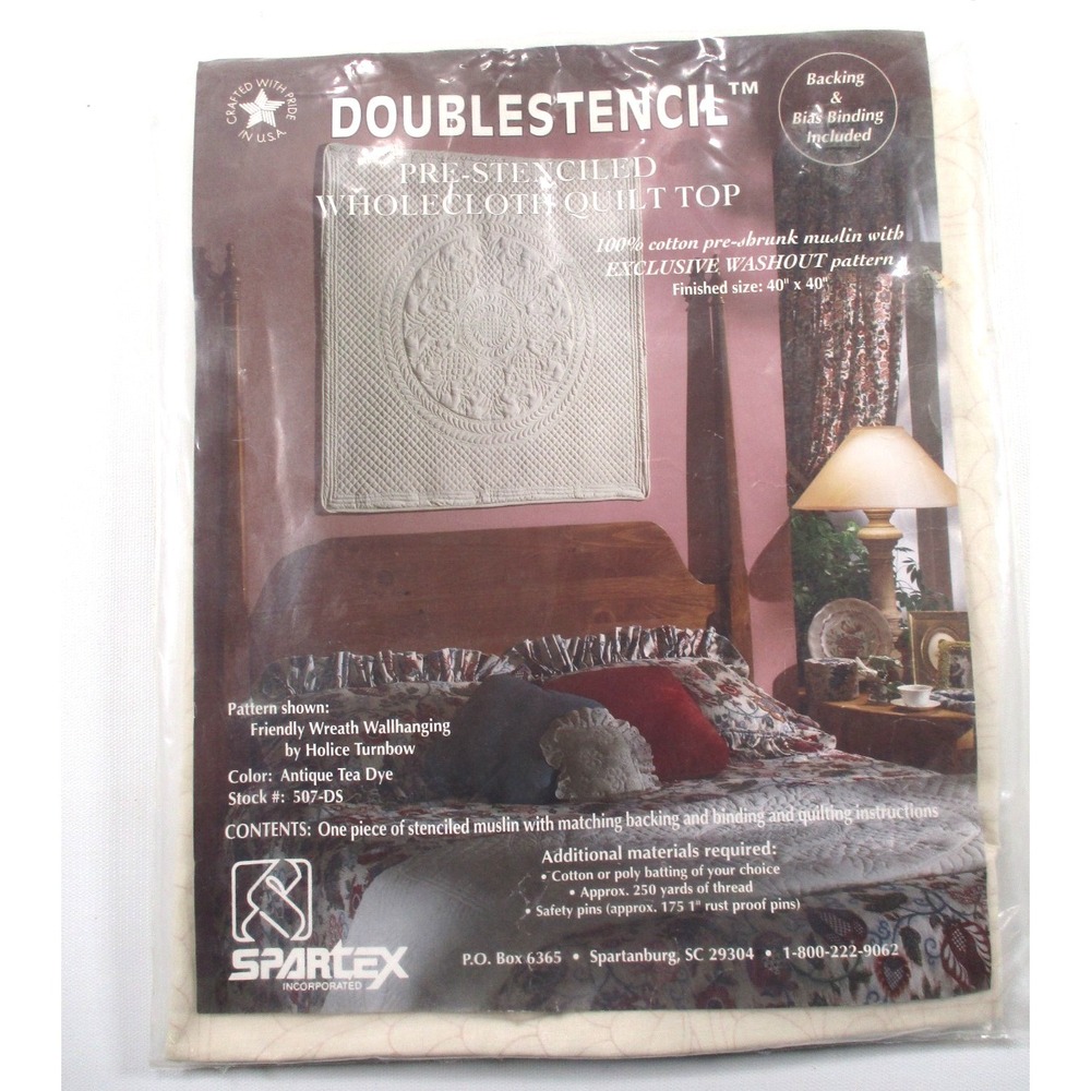 Spartex Double Stencil Pre-Stenciled Quilt Top Backing 40x40 NEW Sealed 507-DS